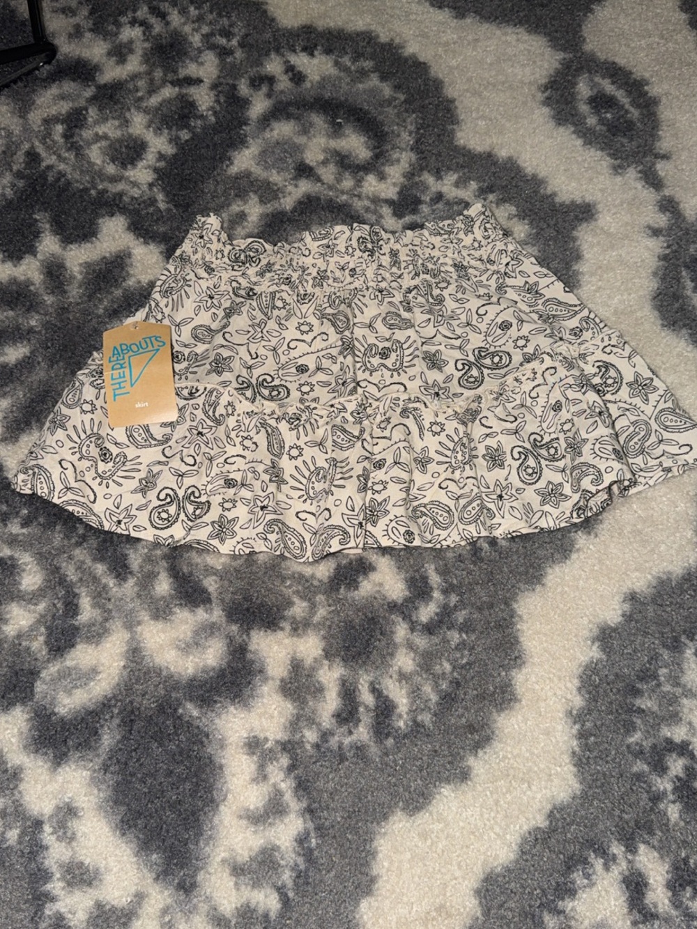 Girls' White Paisley Tiered Skirt
